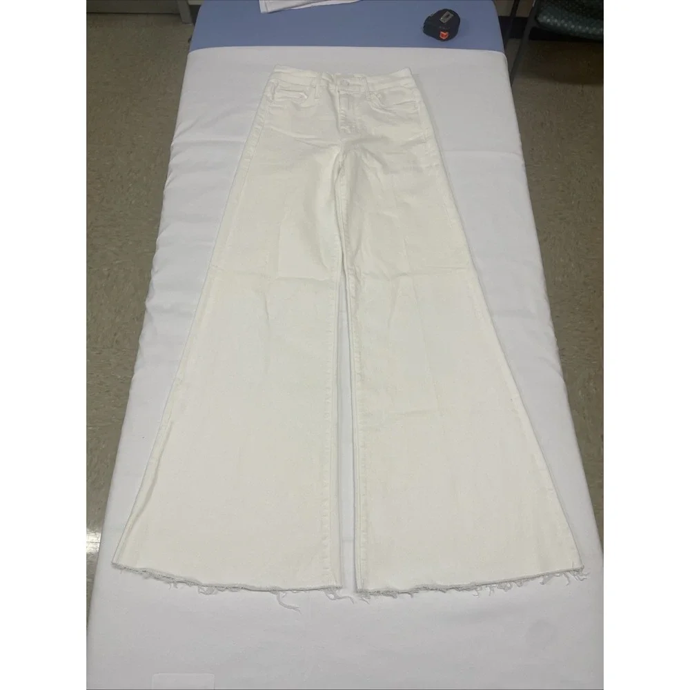 MOTHER | NEW The Roller Fray Fairest of Them All White Wide Leg Jeans SIZE 24 - Picture 10 of 16